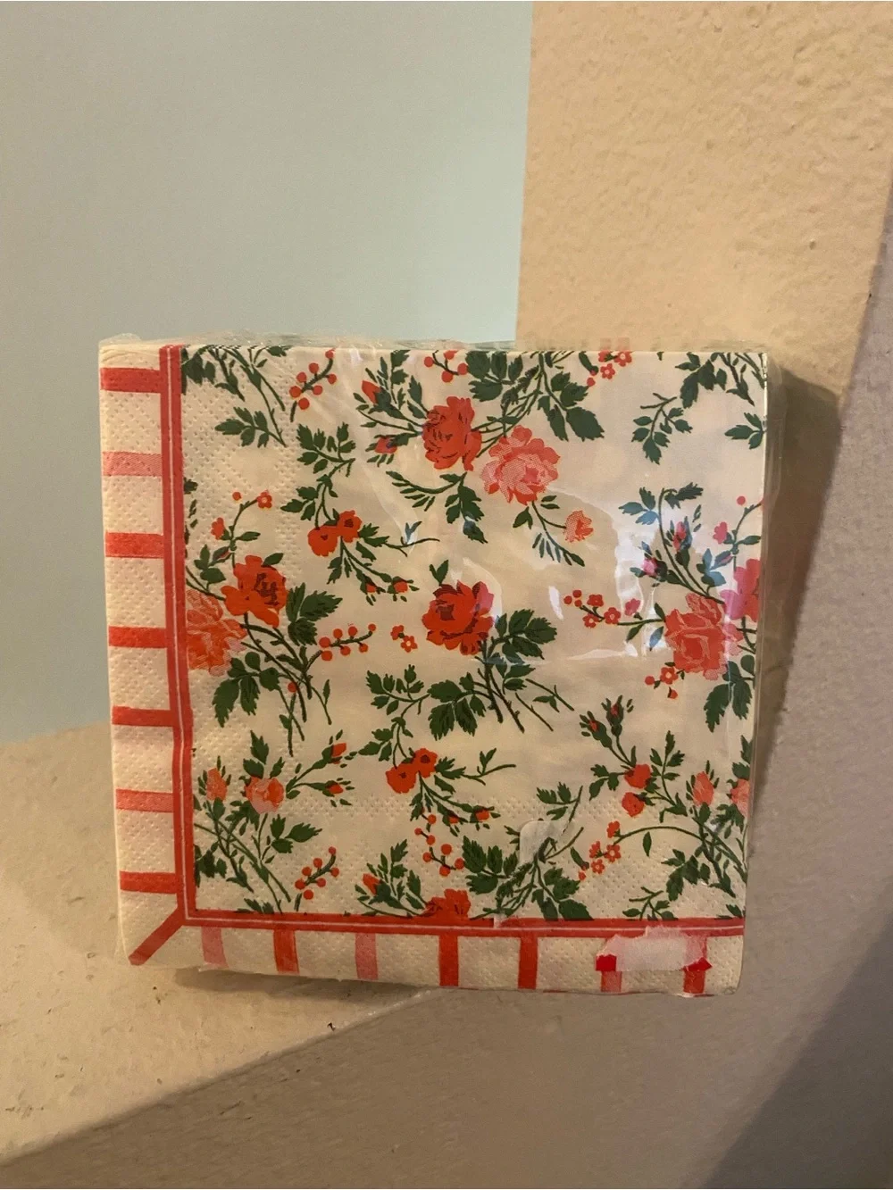 Laura Ashley Floral Paper Napkins in White, Red, Green